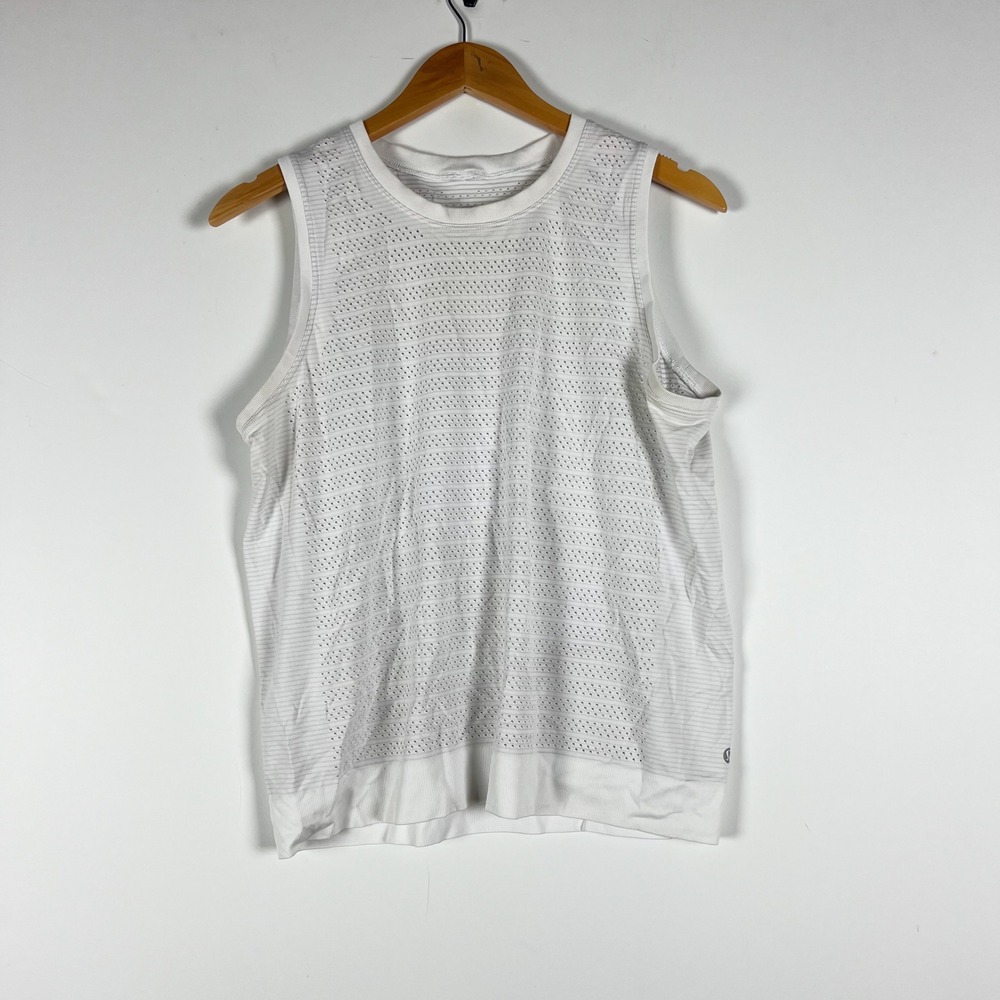 Lululemon Women's Breeze By Muscle Tank Top Squad Perforated Shirt White Large